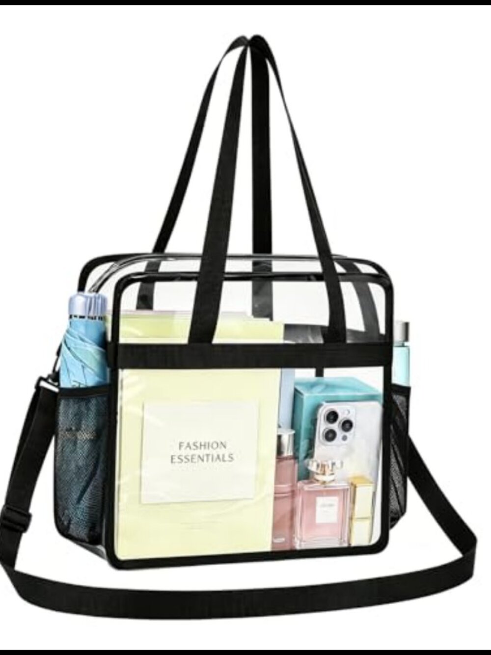 Clear PVC Tote Bag 12x12x6 Stadium Approved Crossbody Shoulder Bag